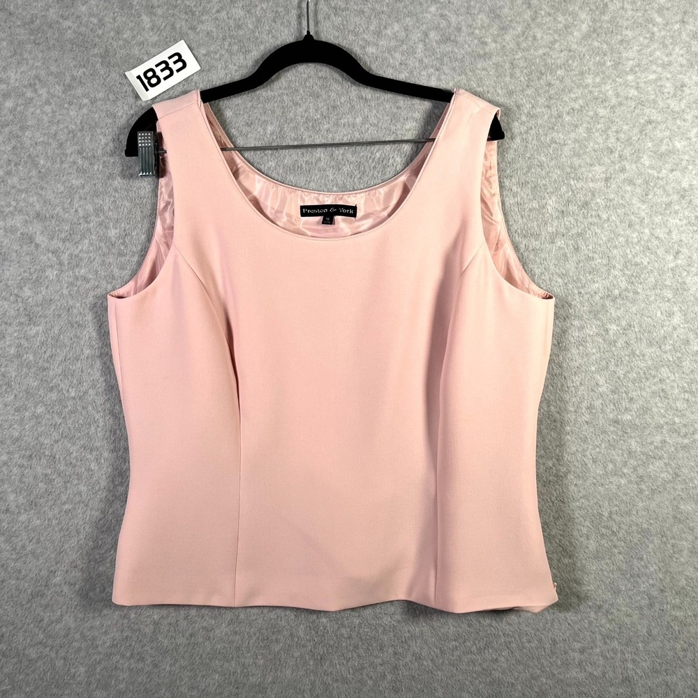 Preston & York Blouse Womens 16 Pink Lined Round Neck‎ Career Formal Business